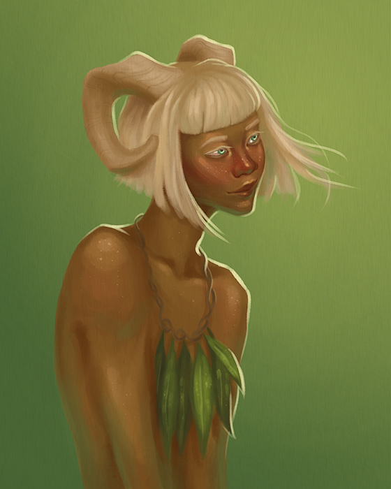 Semirealistic digital illustration of a female faun.