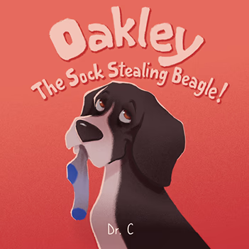 Illustrated children's book cover featuring a dog holding a sock in its mouth.
