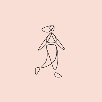 Laura Faraci Graphics animated logo, featuring a stylized 2D woman walking.
