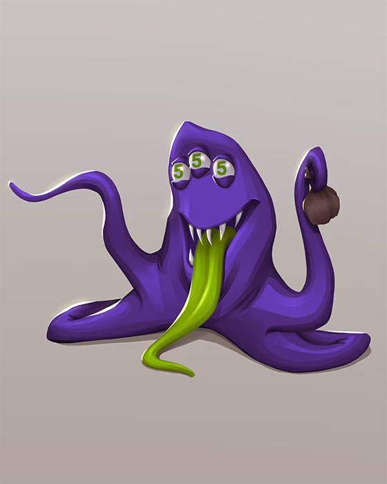 Grotesque illustration of a slot machine monster.