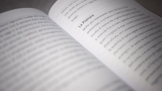 Close up photo of a book's internal pages.